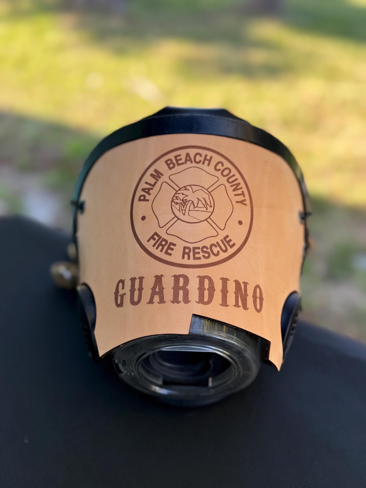 Firefighter SCBA Scott AV-3000 Leather Mask Cover Protector with HUD Cutout