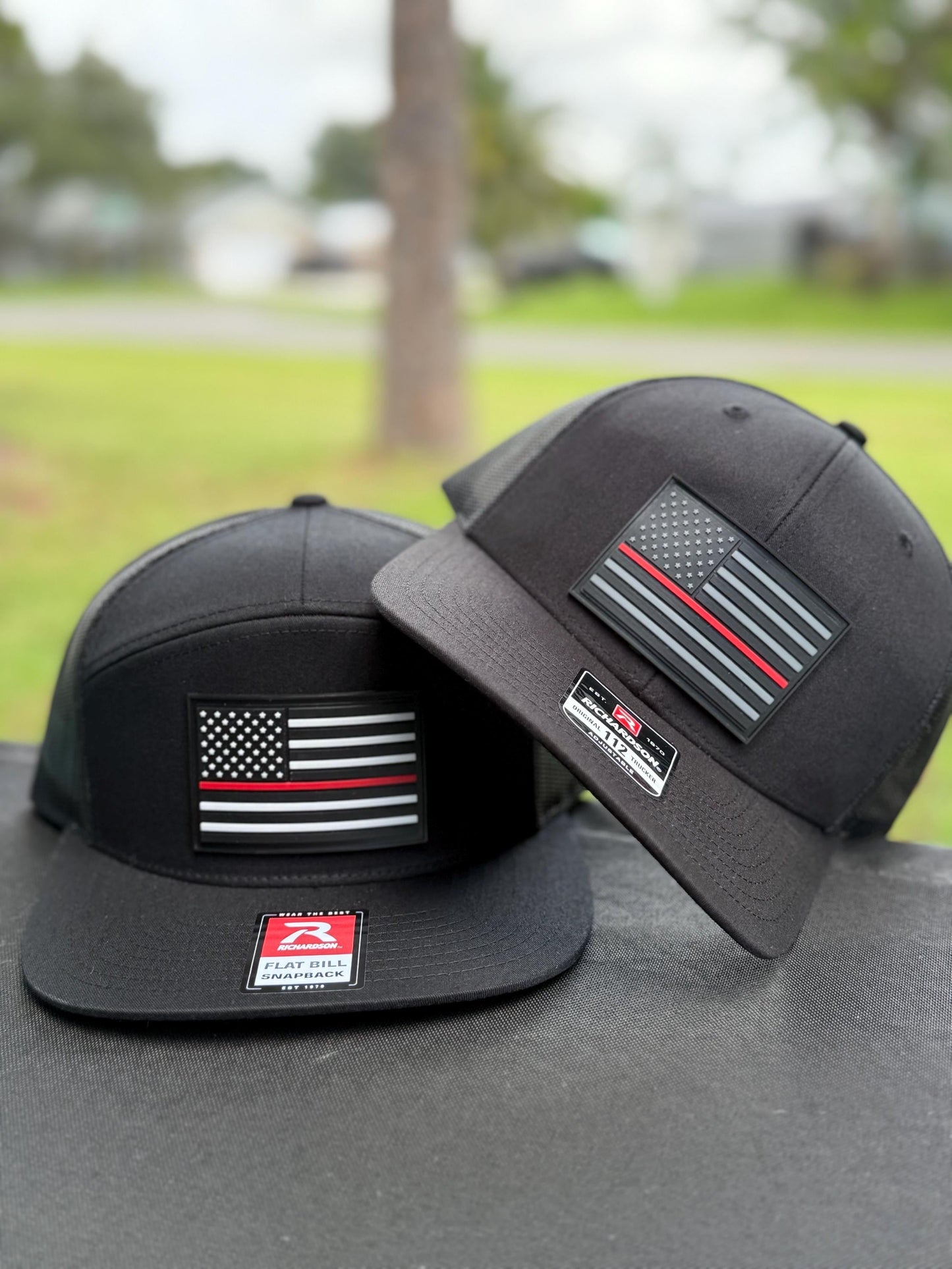 Thin Red Line American Flag PVC Patch Hat