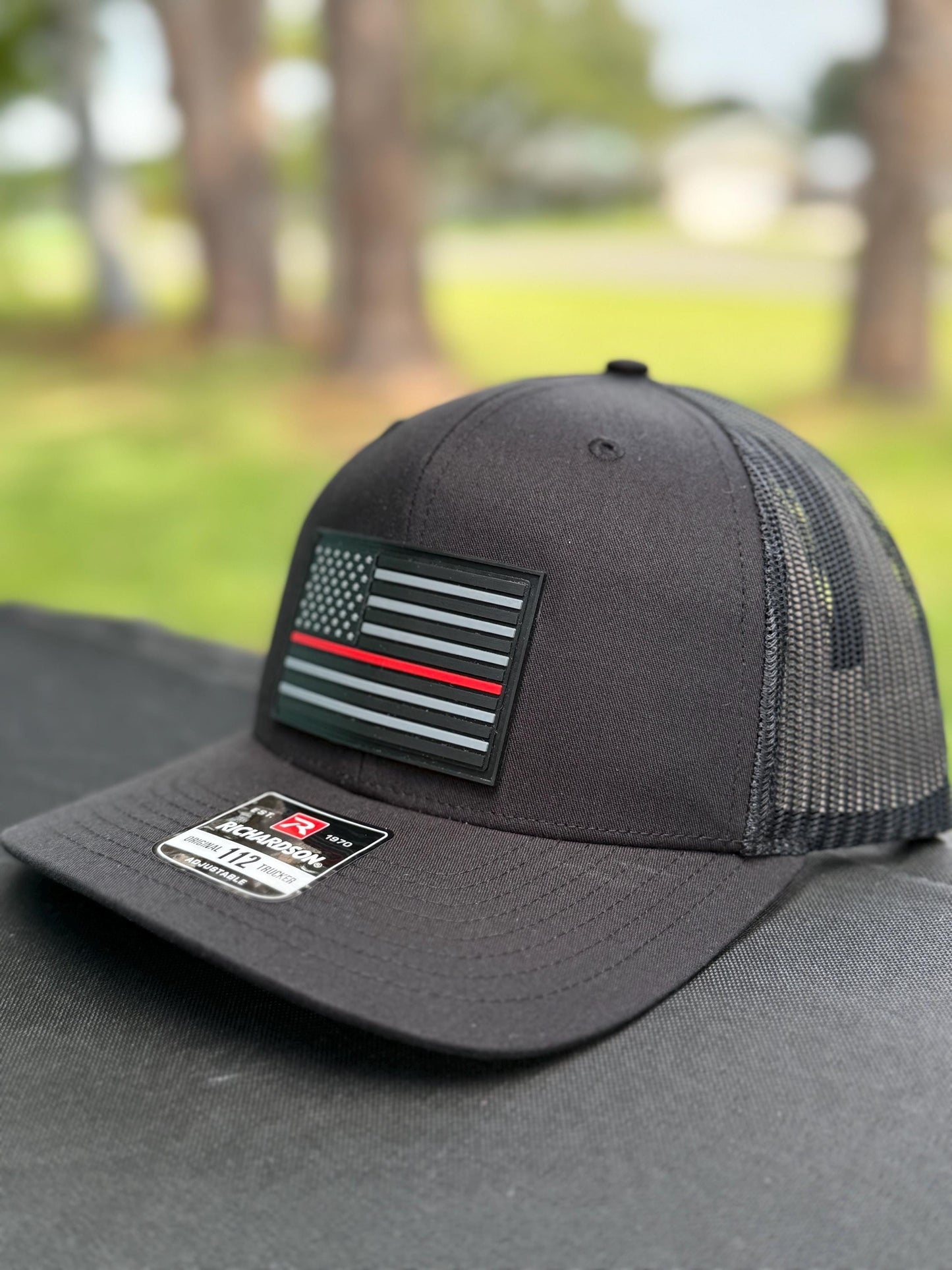 Thin Red Line American Flag PVC Patch Hat