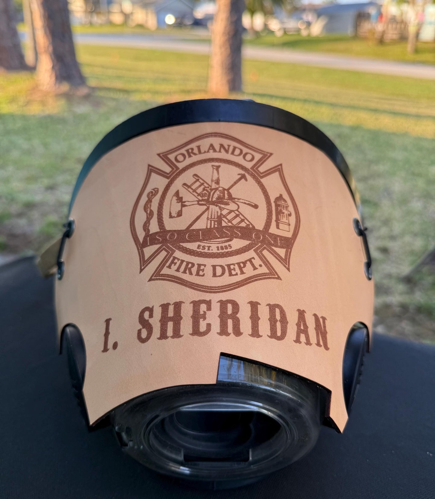 Firefighter SCBA Scott AV-3000 Leather Mask Cover Protector with HUD Cutout